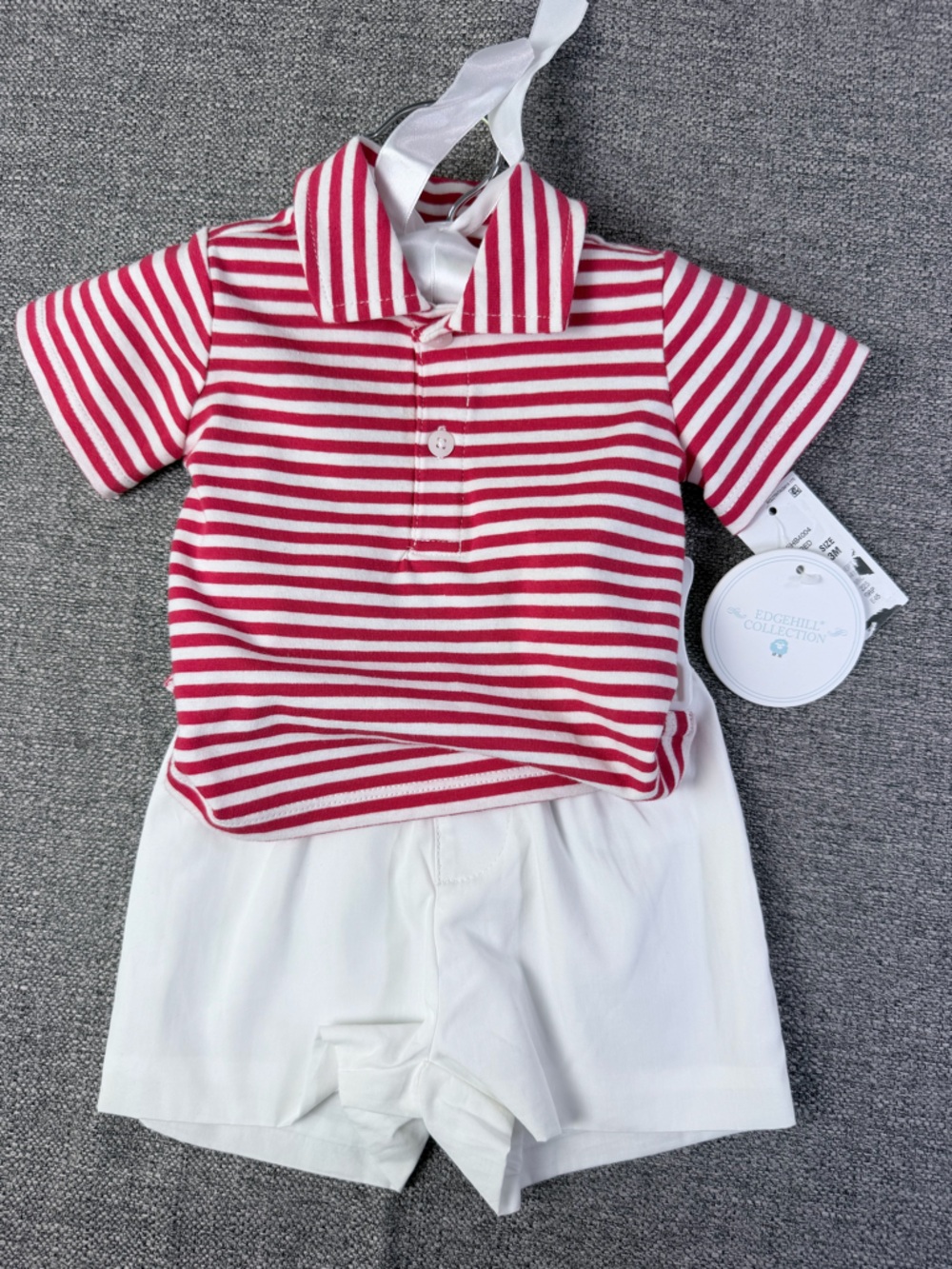 Edgehill Collection Red and White Striped Polo Shirt